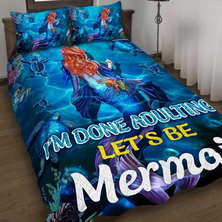 I'm Done Adulting Let's Be Mermaid 3d Printed Quilt Set Home Decoration
