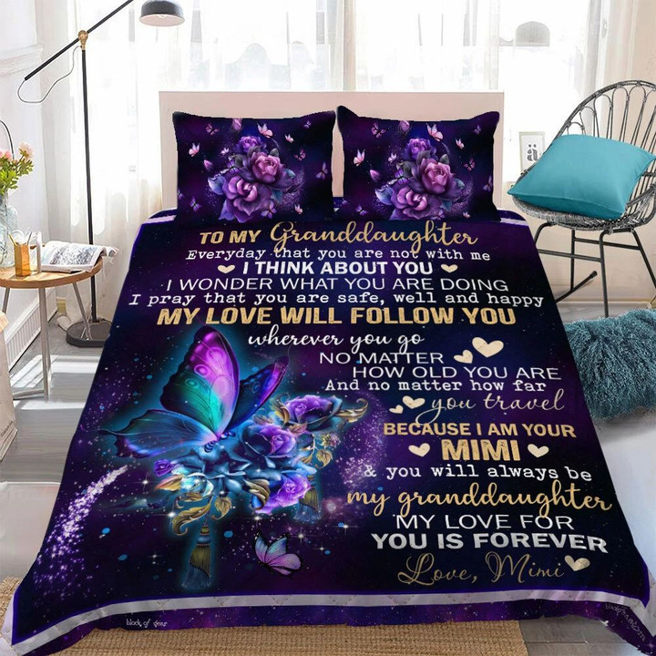 Mimi Gift For Granddaughter My Love For You Is Forever 3d Printed Quilt Set Home Decoration