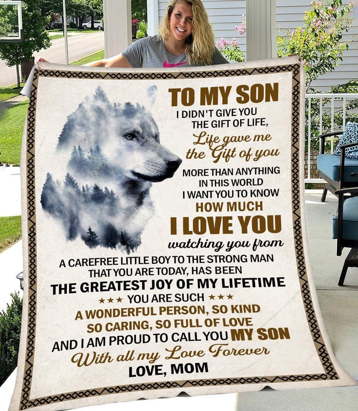 Wolf To My Son With All My Love Forever To Mom Sherpa Fleece Blanket