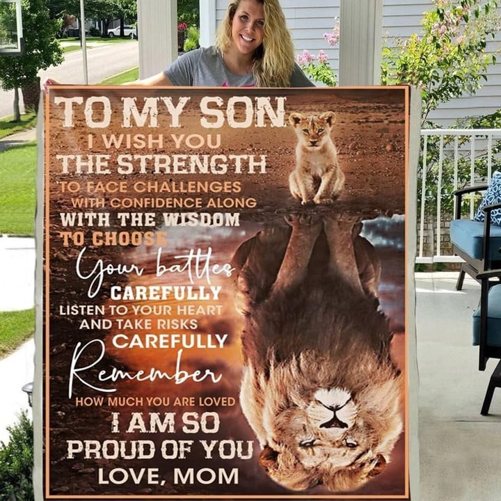 I Am So Proud Of You Mom Gift For Son Lion Sherpa Fleece Blanket