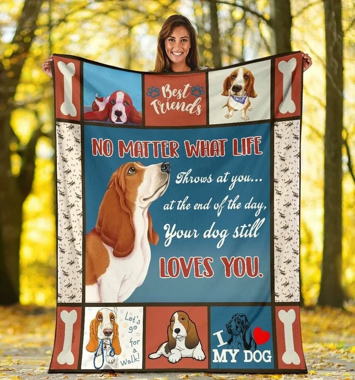 Funny Basset Hound No Matter What Life Throws At You Sherpa Fleece Blanket