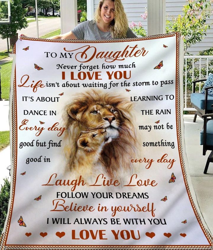 Lion Love Gift For Daughter Follow Your Dreams Design Sherpa Fleece Blanket