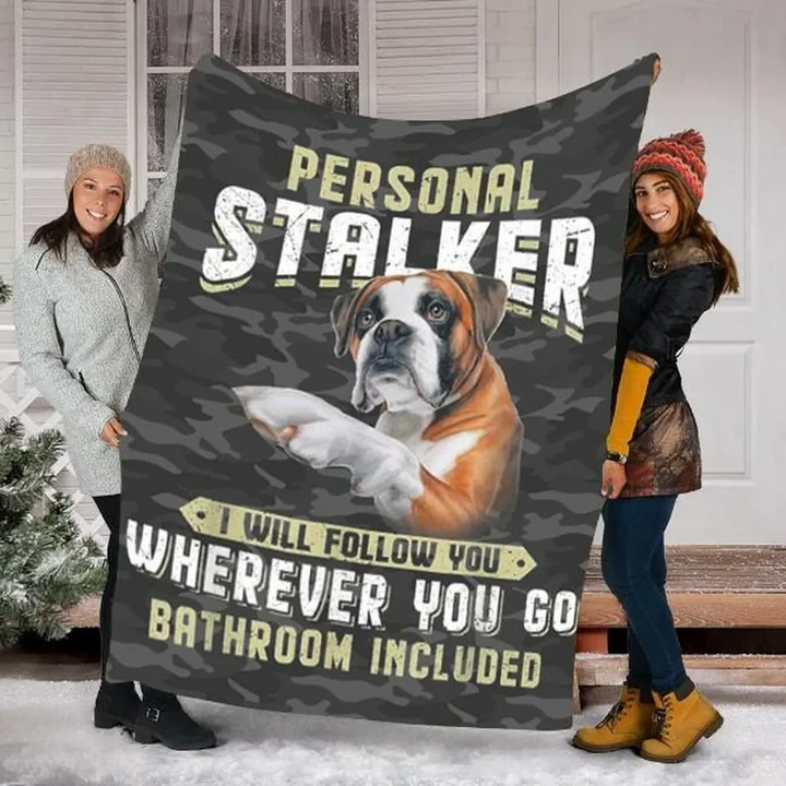 Boxer Dog Personal Stalker Gifts For Housewarming Sherpa Fleece Blanket