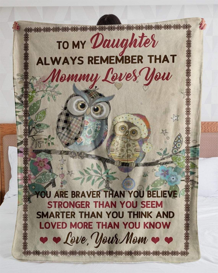 To Daughter From Mom And Owl Sherpa Fleece Blanket