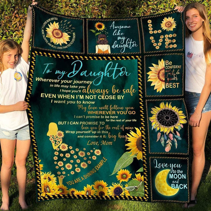 Sunflower To My Daughter My Love Will Follow You Sherpa Fleece Blanket