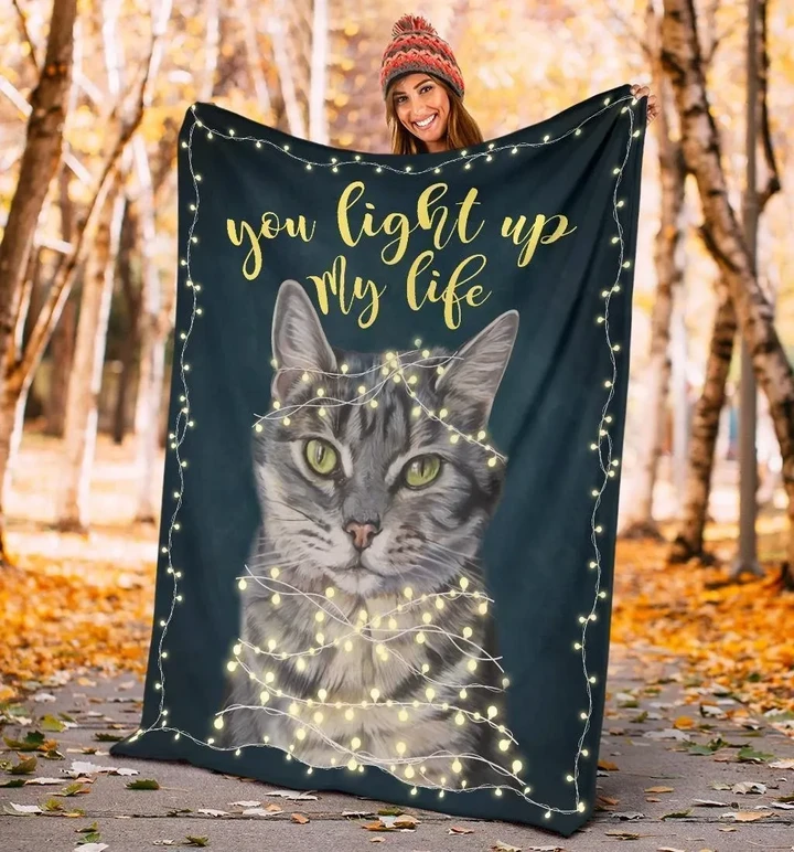 You Light Up My Life Cat Sherpa Fleece Blanket For Cat Lover