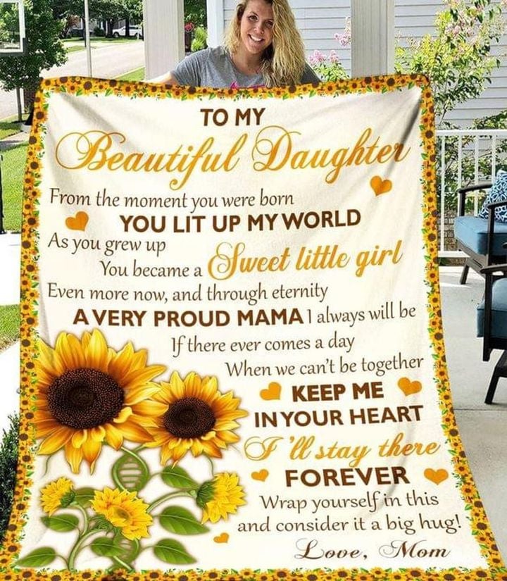 You Are Powerful Brave And Beautiful You Know Gift For Daughter Sunflowers Sherpa Fleece Blanket