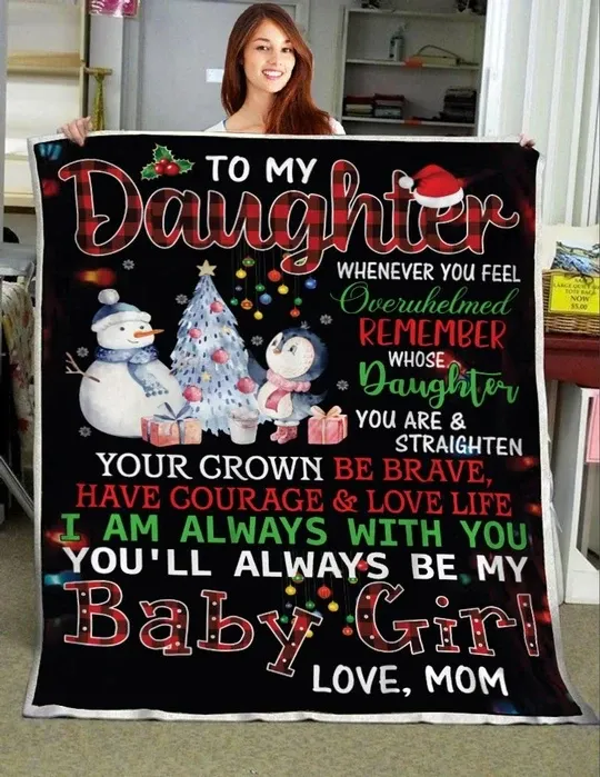 Christmas Gift For Daughter Snowman I'm Always With You Sherpa Fleece Blanket