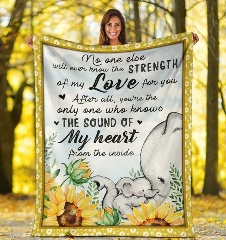 No One Else Will Ever Know The Strength Elephant Sunflower Sherpa Fleece Blanket