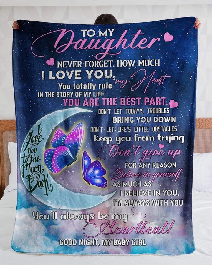 Fantastic To My Daughter My Baby Girl Butterfly Sherpa Fleece Blanket