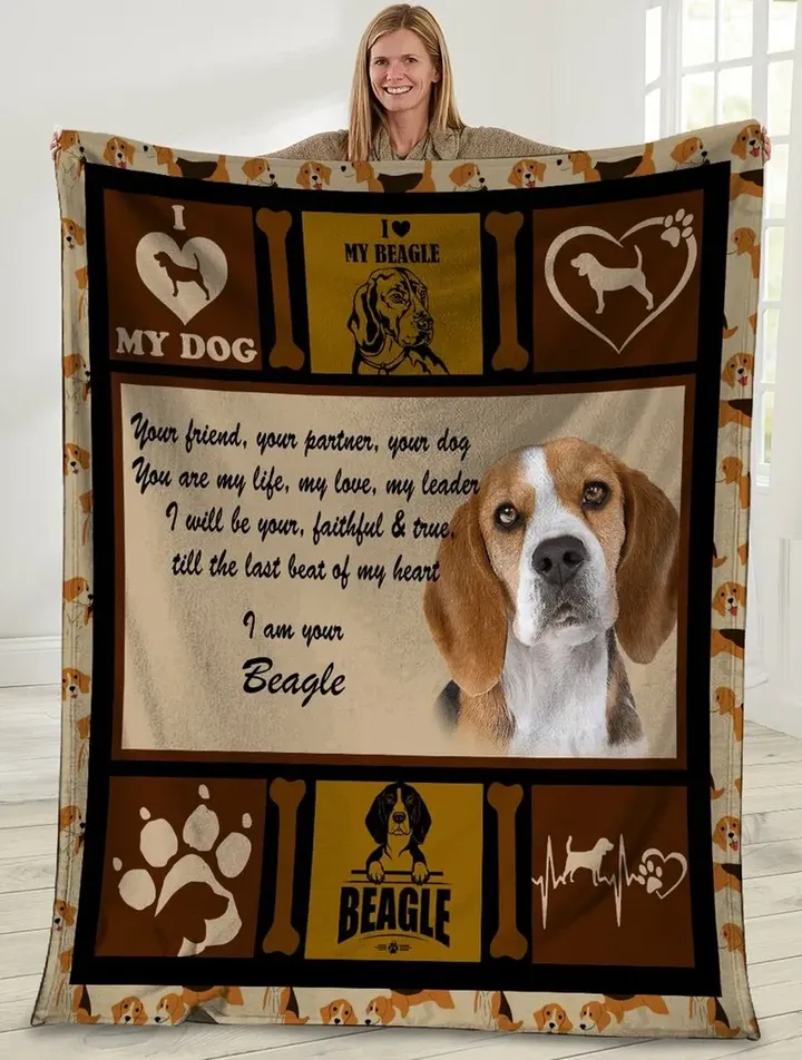 Your Dog Your Partner Your Friend Beagle Dog Design Sherpa Fleece Blanket