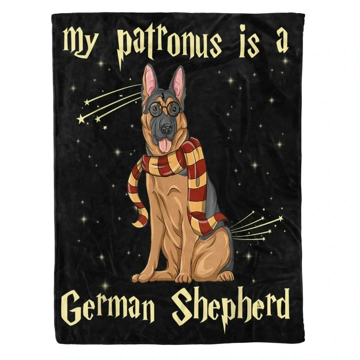 My Patronus Is A German Shepherd Funny Dog Gifts Idea Sherpa Fleece Blanket