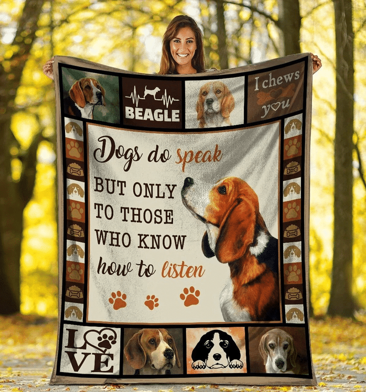Dogs Do Speak Beagle Dog Beagle Heartbeat Design Sherpa Fleece Blanket