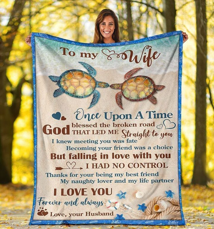 Sea Turtle Tortoise Beach Gift For Wife I Love You Sherpa Fleece Blanket