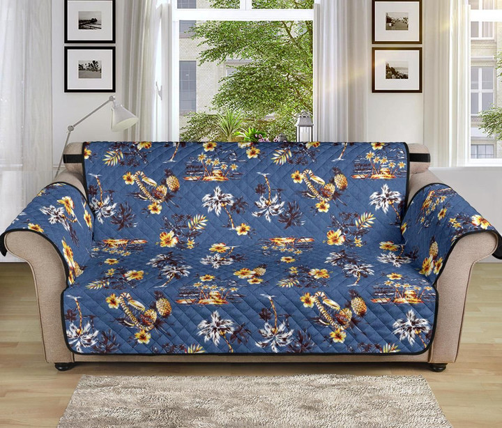 Hawaiian Flower Blue Pattern Sofa Couch Protector Cover