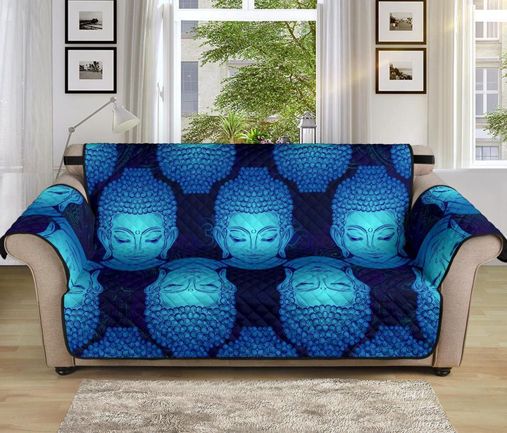 Buddha Head Mandala Blue Pattern Sofa Couch Protector Cover