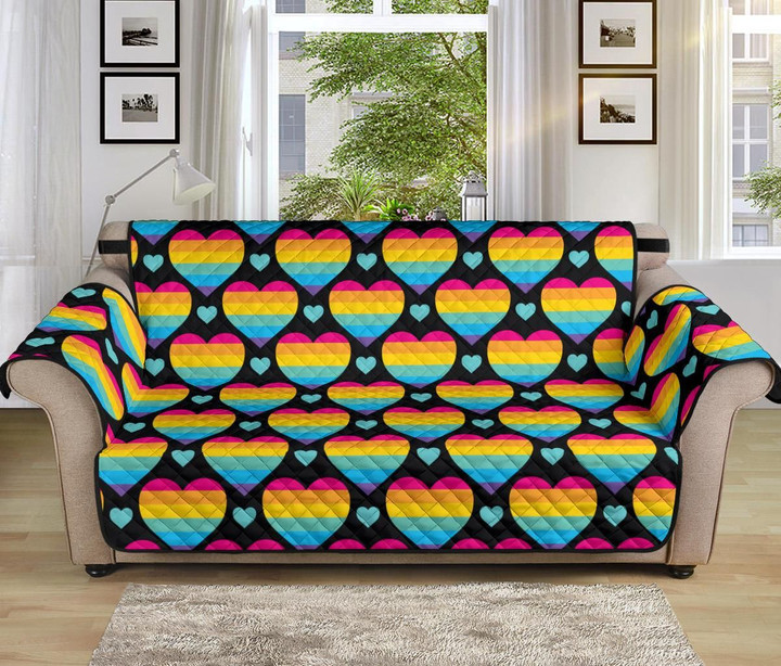 Rainbow Heart Colorful Pattern Sofa Couch Protector Cover