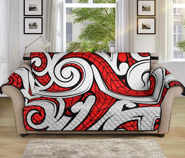 Maori Polynesian Red And White Pattern Sofa Couch Protector Cover