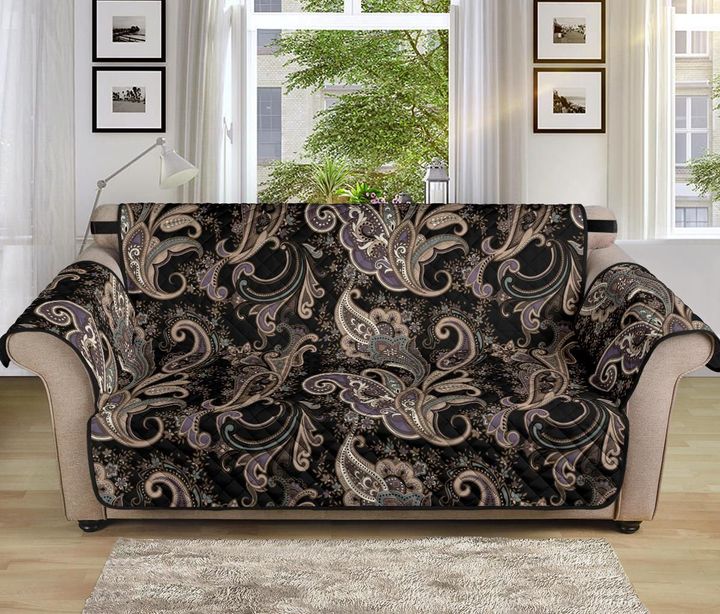 Paisley Mandala Brown Pattern Sofa Couch Protector Cover
