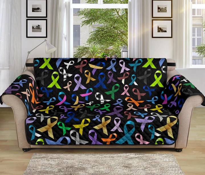 Cancer Colorful Ribbon Pattern Sofa Couch Protector Cover