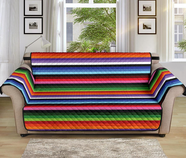 Colorful Serape Horizontal Stripe Pattern Sofa Couch Protector Cover