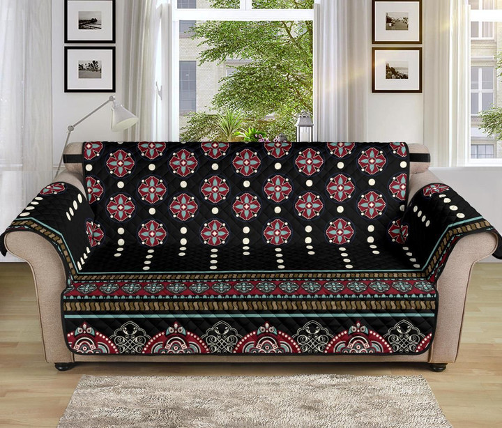 Ethnic Black Dot Style Pattern Sofa Couch Protector Cover