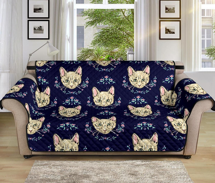 Cat Head With Flower Cute Funny Pattern Sofa Couch Protector Cover