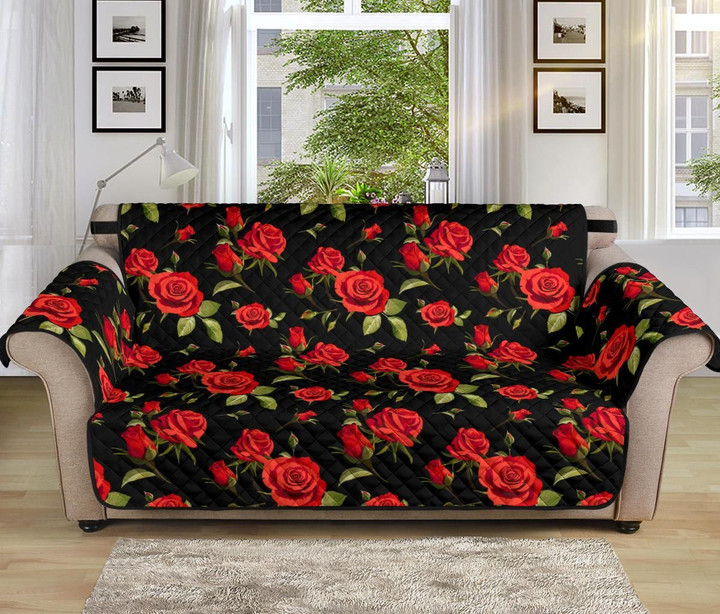 Multi Red Rose Pattern Sofa Couch Protector Cover