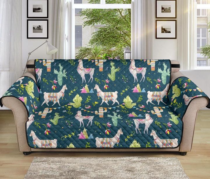 Llama With Cactus Pattern Sofa Couch Protector Cover