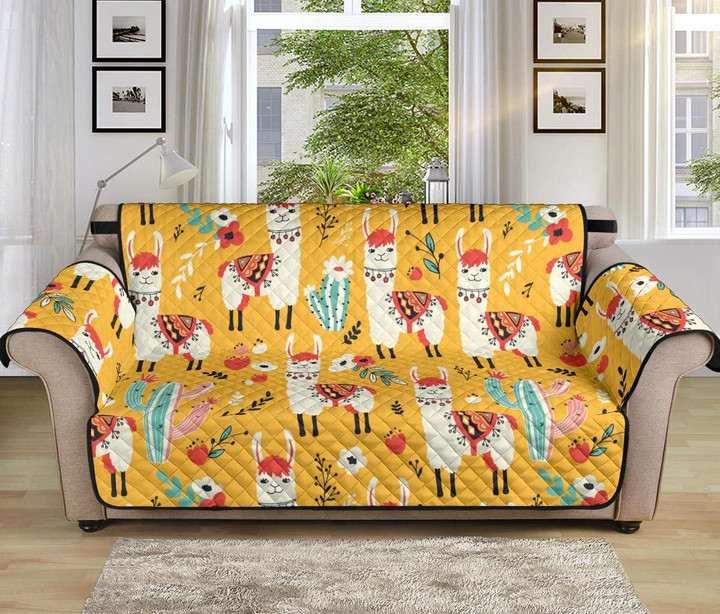 Llama Cute Yellow Pattern Sofa Couch Protector Cover