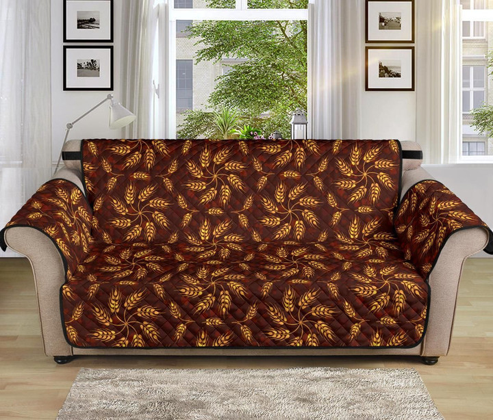 Agricultural Brown Wheat Pattern Sofa Couch Protector Cover