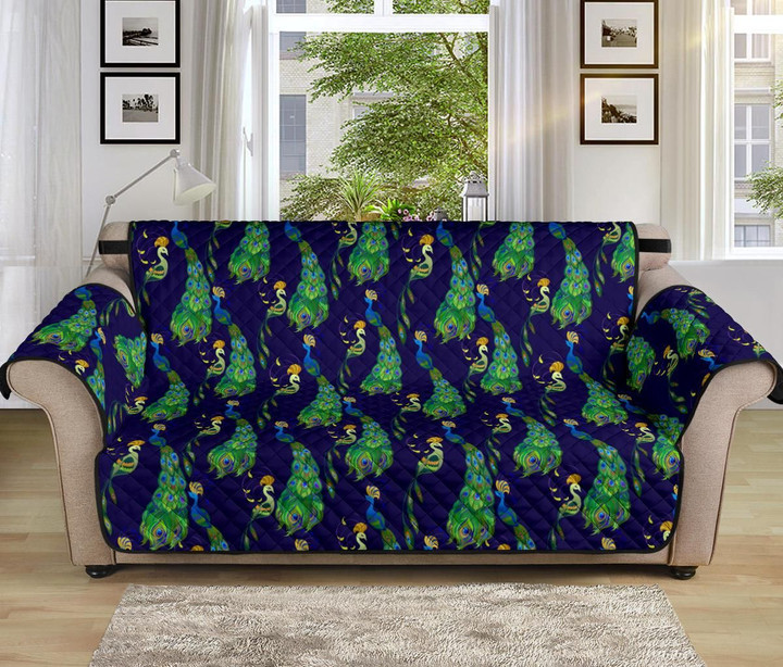 Peacock Art Blue Pattern Sofa Couch Protector Cover