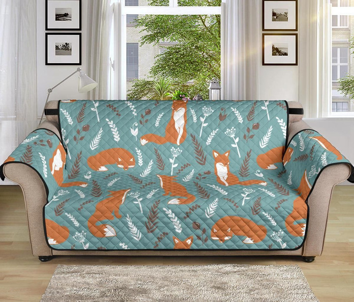 Fox Forest Floral Autumn Pattern Sofa Couch Protector Cover