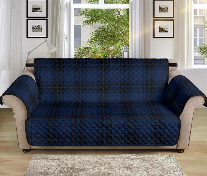 Navy Blue Tartan Plaid Pattern Sofa Couch Protector Cover