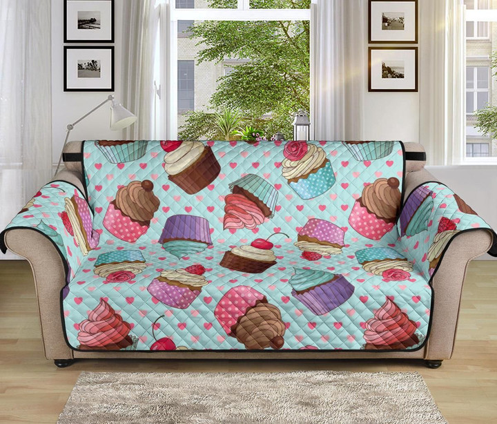 Cupcakes Fancy Heart Pattern Sofa Couch Protector Cover