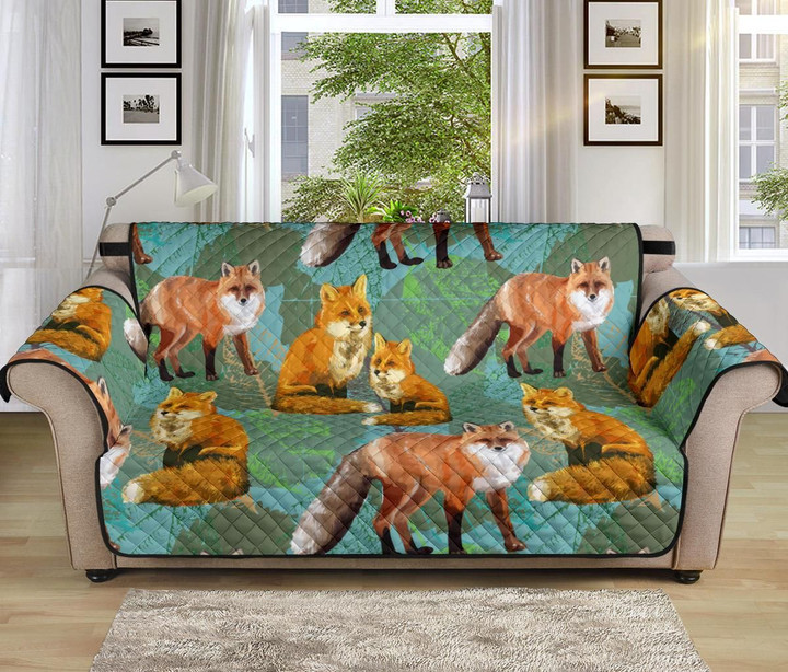 Fox Autumn Leaves Pattern Sofa Couch Protector Cover