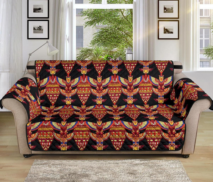 Totem Pole Pattern Black Theme Sofa Couch Protector Cover