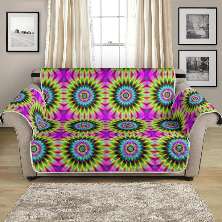 Optical Illusion Flower Rainbow Style Pattern Sofa Couch Protector Cover