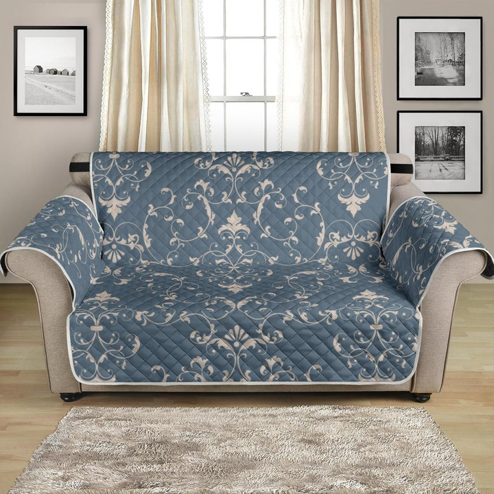 Elegant Teal Damask Pattern Sofa Couch Protector Cover