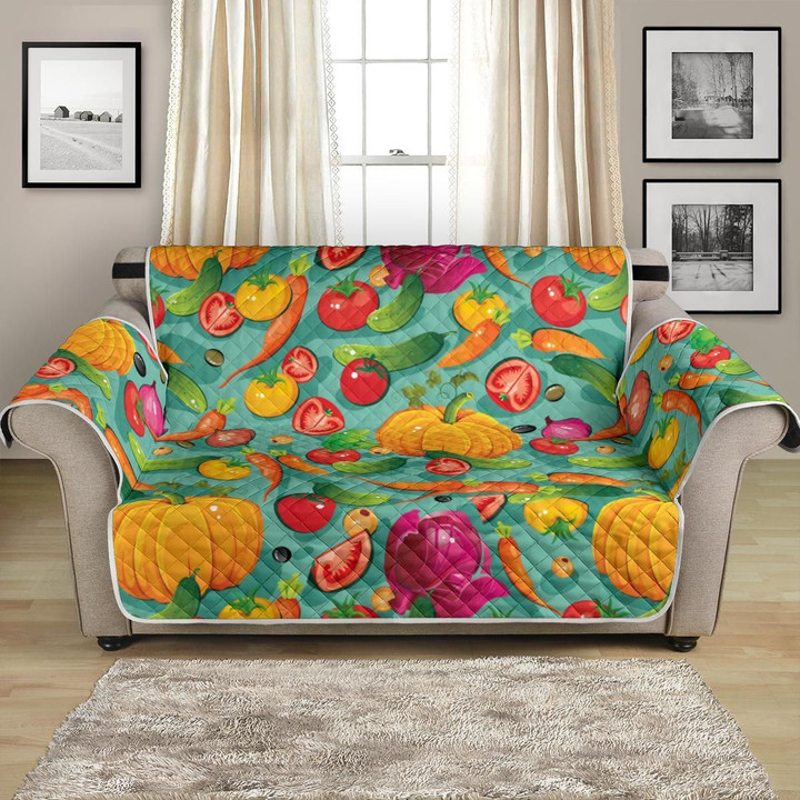 Fresh Vegan Colorful Themed Pattern Sofa Couch Protector Cover