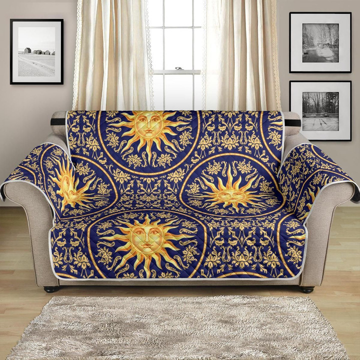 Celestial Gold Sun Face Art Pattern Sofa Couch Protector Cover