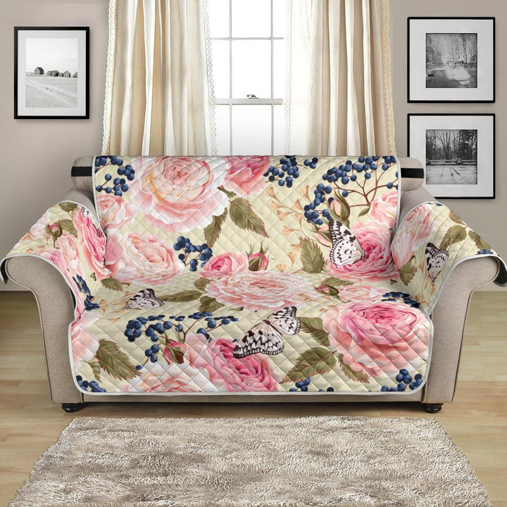 Beautiful Floral Pink Butterfly Pattern Sofa Couch Protector Cover