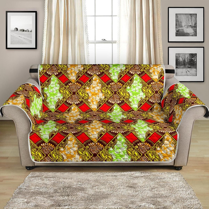 African Classic Golden Factor Pattern Sofa Couch Protector Cover