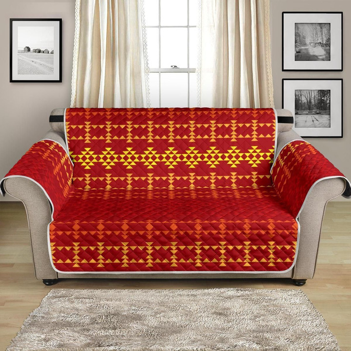 Southwest Red Gold Warm Tone Pattern Sofa Couch Protector Cover