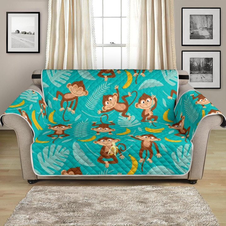 Monkeys Have Lunch With Banana Pattern Sofa Couch Protector Cover