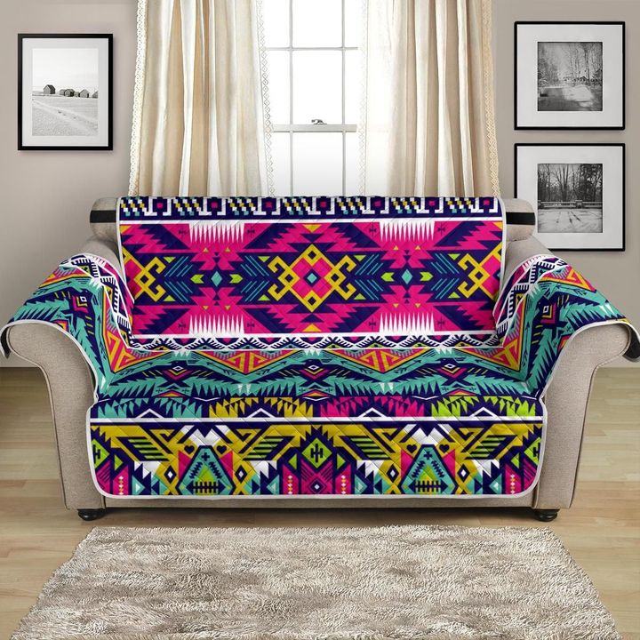 Colorful Ethnic Indian Navajo Pattern Sofa Couch Protector Cover