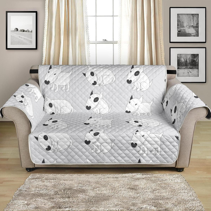 Cute White Bull Terrier For Dog Lover Pattern Sofa Couch Protector Cover