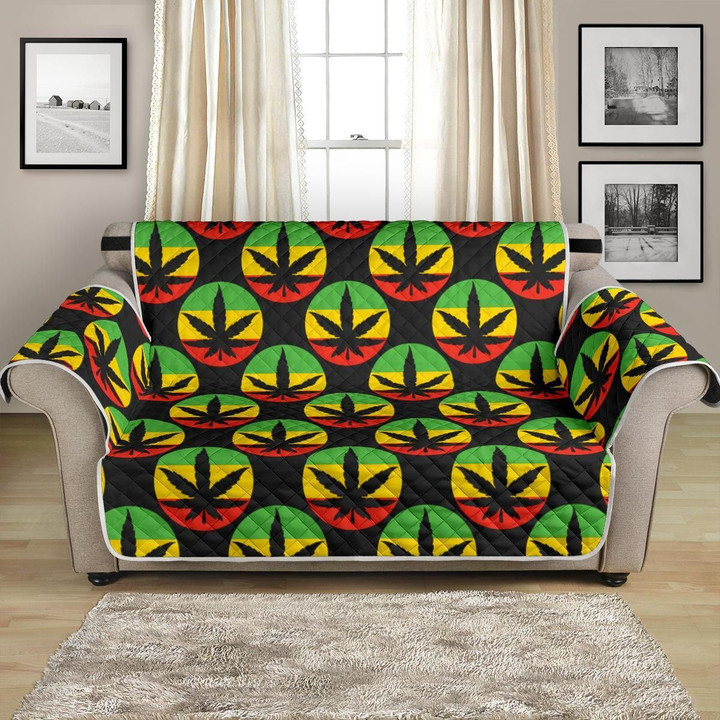 Rasta Reggae Color On Round Shape Pattern Sofa Couch Protector Cover