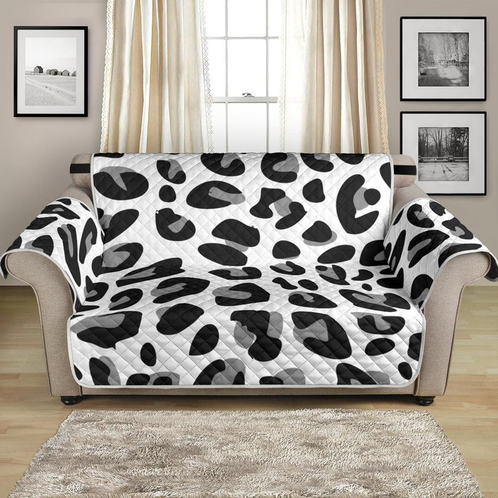 Snow Leopard Skin Textured On White Pattern Sofa Couch Protector Cover