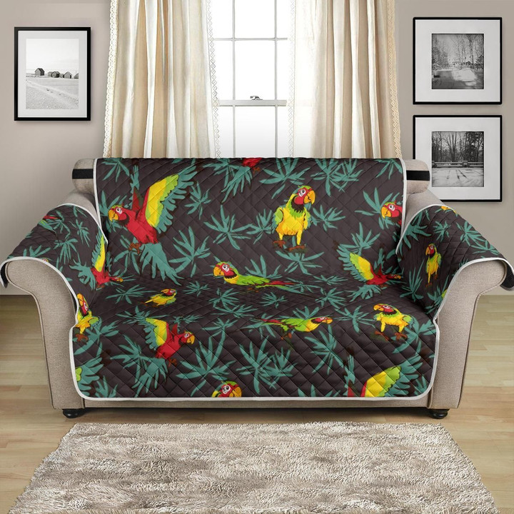 The Beauty Of Parrot And Leaves Themed Pattern Sofa Couch Protector Cover